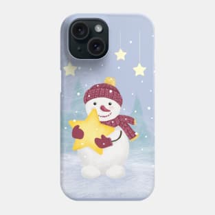 Cute Pastel colors Snowman Holding a Star Phone Case