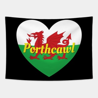 Porthcawl Wales UK Wales Flag Heart Tapestry