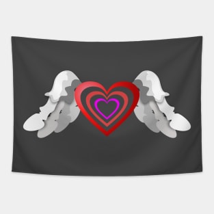 Heart Angel Wing Feather Tapestry