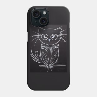 White Owl on Dark Background Phone Case