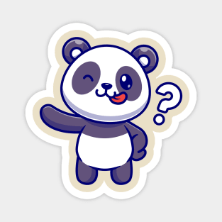 Cute Panda With Question Mark Cartoon Magnet