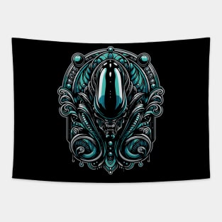 Alien Xenomorph Abstract Horror Movie Fan Art Tapestry