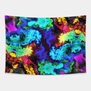 Psychedelic Hippie Square Blue Red Green Yellow and Purple Tapestry