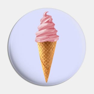 Pink Soft Serve Strawberry Icecream Cone Pin