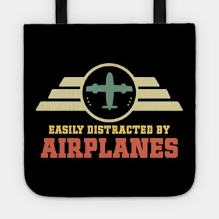 Easily Distracted by Airplanes Funny Aviation Quote Tote