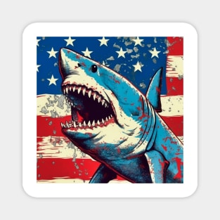 Stars, Stripes, and Sharks: The Pop Art Patriotic Predator Magnet