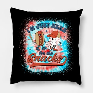 I'm Just Here For The Snacks Baseball 4th Of July Hot Dog Pillow