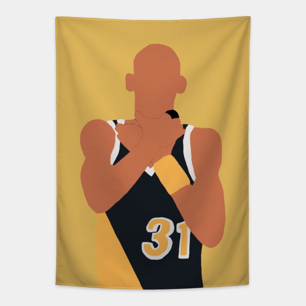 Reggie Miller Choke Sign Tapestry by rattraptees