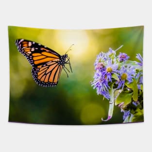 Monarch Butterfly Landing Photograph Tapestry