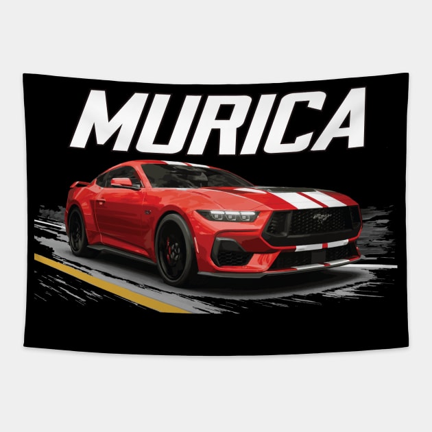 race red mustang gt 5.0 s650 usa murica Tapestry by cowtown_cowboy