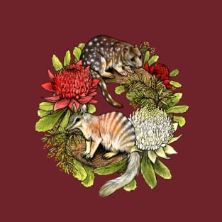 Quoll and Numbat Australian Christmas Wreath T-Shirt