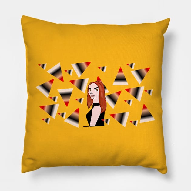 Empowered Woman - The Cool Look of Looking at You ! Pillow by drawkwardly