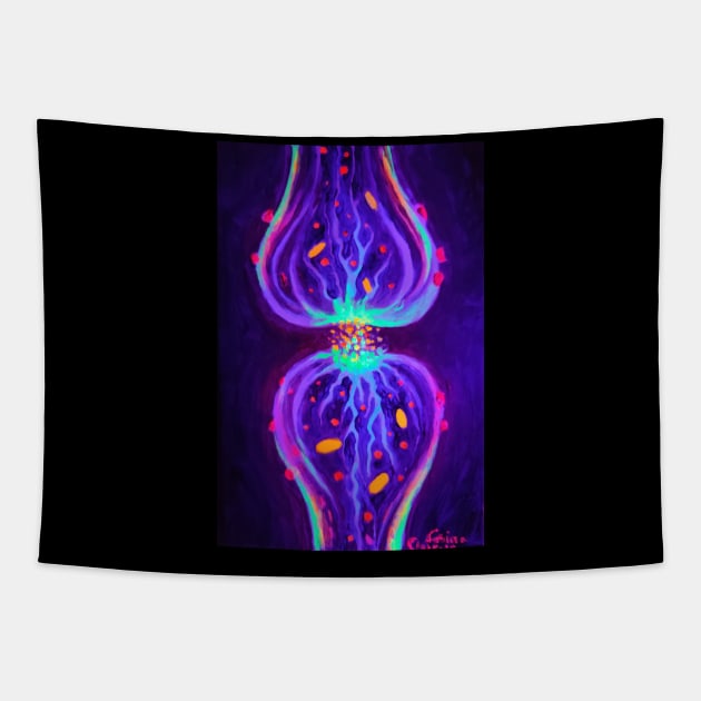 Synapse with neurotransmitters Tapestry by CORinAZONe