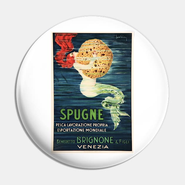 SPUGNE MERMAID With Sponge 1920s Vintage Italian Advertisement Pin by vintageposters