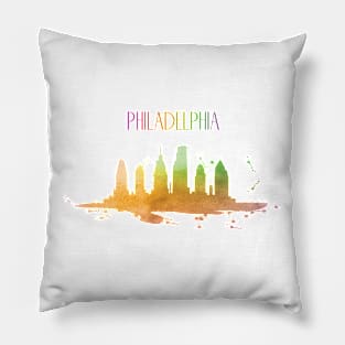 Philadelphia Watercolor Skyline Pillow