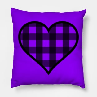 Purple and Black Buffalo Plaid Heart Pillow