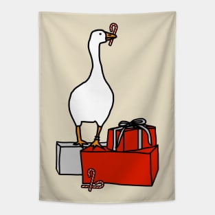 White Goose Steals Christmas Tapestry