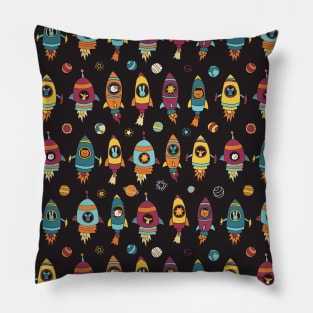 Animal astronauts in space on dark blue Pillow