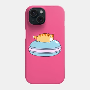 Orange Tabby Cat and Blue Macaroon Phone Case