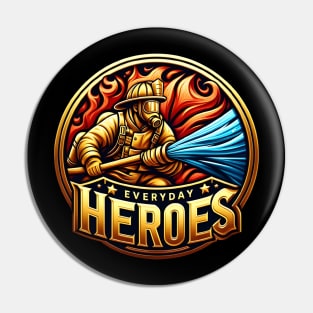 Heroic Firefighter Battling Blaze Pin