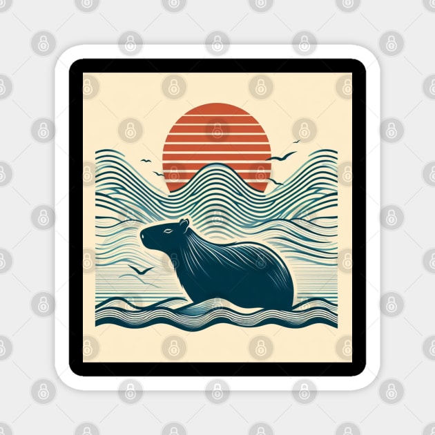 Capybara Sunset Magnet by DarkWave