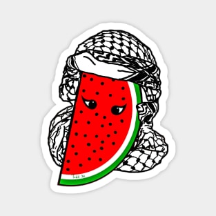 Watermelon Kufiya Free Palestine -  With Eyes -Wrapped - Back Magnet