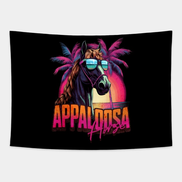 Retro Wave Appaloosa Horse Miami Tapestry by Miami Neon Designs