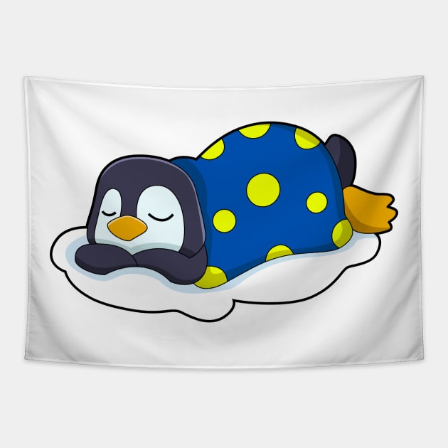 Penguin at Sleeping with Blanket Tapestry by Markus Schnabel