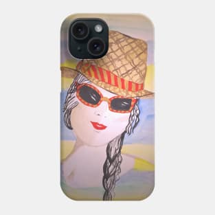 Beautiful girl in a straw hat. Phone Case