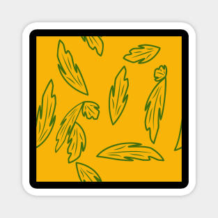 seamless pattern with leaves and flowers linocut style Magnet