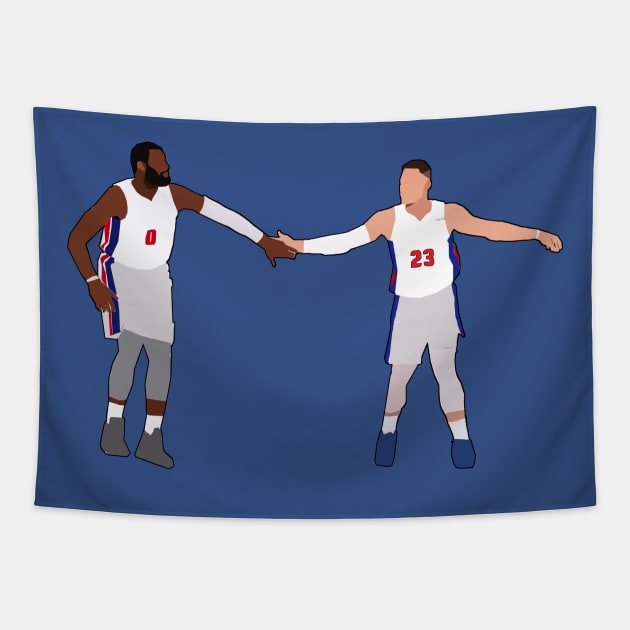 Blake Griffin x Andre Drummond - Detroit Pistons Tapestry by xavierjfong