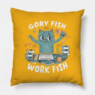 gory fish work fish retro Pillow