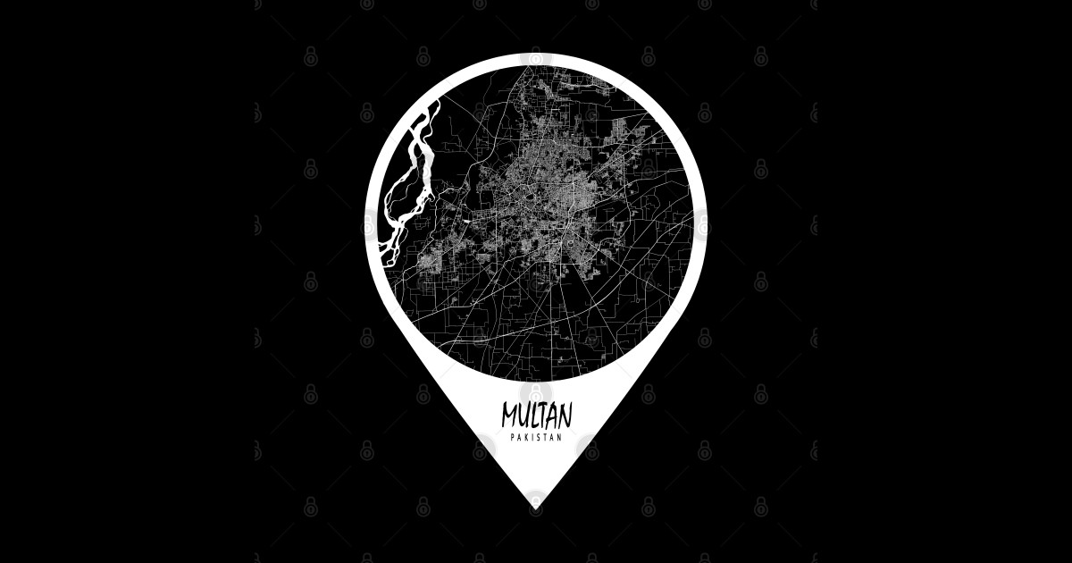 Multan, Pakistan City Map - Travel Pin - Multan - Sticker | TeePublic