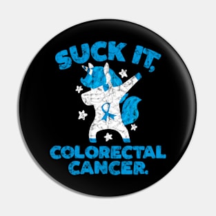 Suck It Colorectal Cancer Unicorn Pin