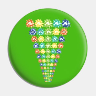 Ever Decreasing Rows of Smiley Face Daisy Flowers Pin