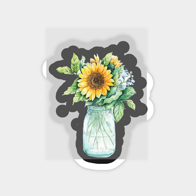 Sunflower bouquet,  sunflower bunch, sunflowers, watercolor, painted sunflowers Magnet by SouthPrints