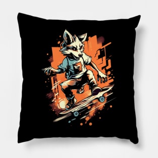 Wolves Skateboarding - Wolf - Skateboard - Skateboarder - Graffiti Pillow