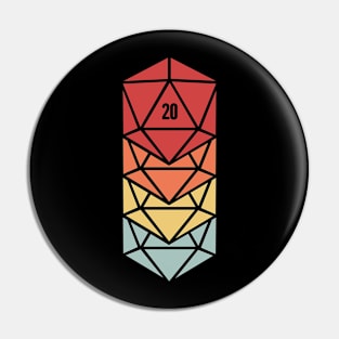 Retro d20 | Roleplaying Board Game Dice Pin