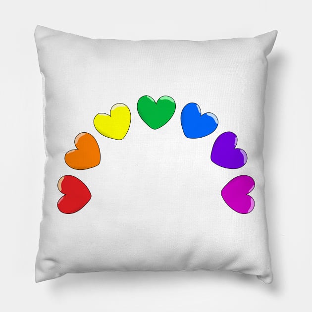 Rainbow Hearts Pillow by ThinkingSimple