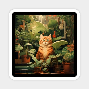 Purrfect Harmony: Cats and Plants - A Delightful Collection Magnet