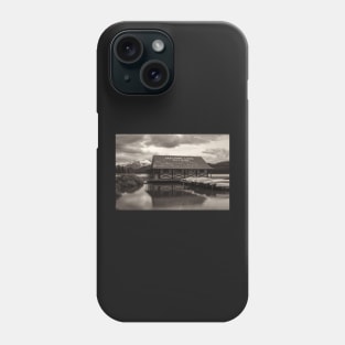 Maligne Boathouse bw Phone Case