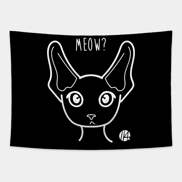 Meow - curious cat - negative version Tapestry by il4.ri4