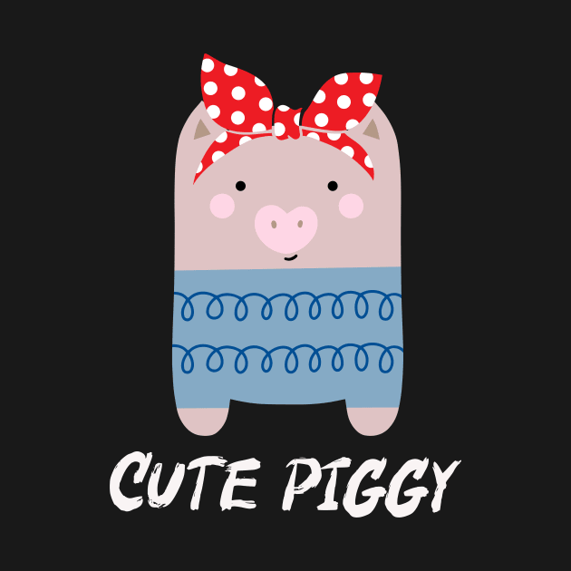 Cute Piggy with bandana i love piggy by sevalyilmazardal