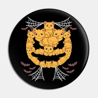 Funny Cat Pumpkin Graphic Men Kids Women Funny Halloween Pin