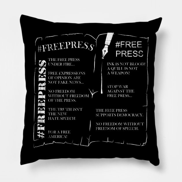 Free Press Newspaper! War Against Free Press wh Pillow by FancyTeeDesigns