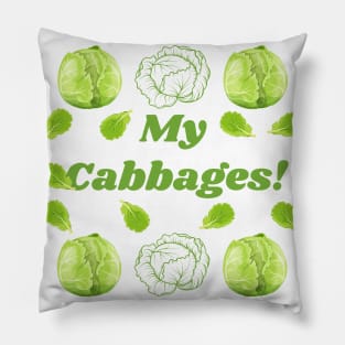 My Cabbages Pattern | Botanical Art | Green Vegetables | Gifts for Plant Lovers | Gifts for Vegetarians Pillow