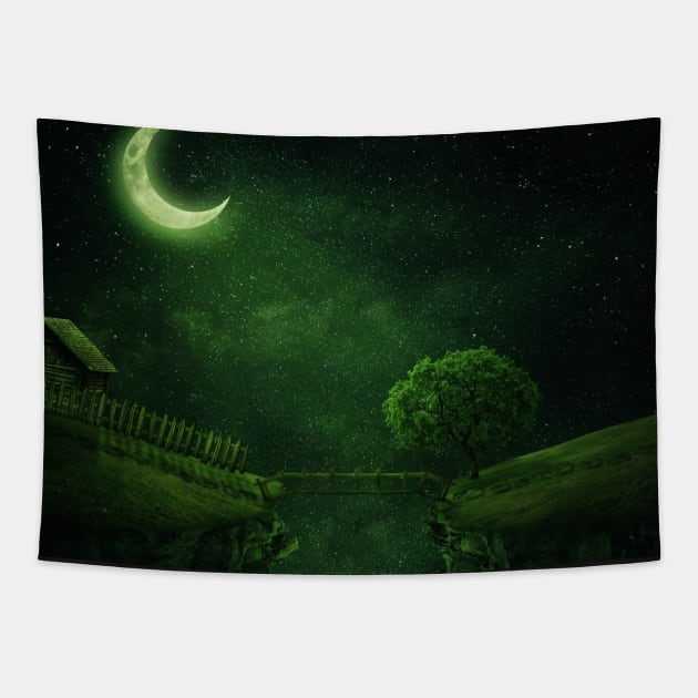 countryside night Tapestry by psychoshadow