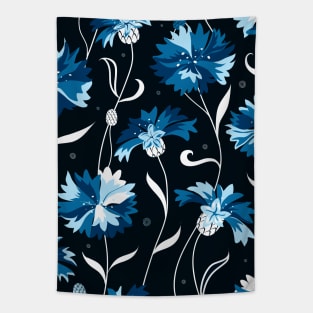 Stylized blue cornflowers Tapestry