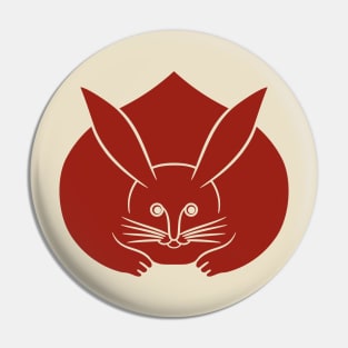 Usagi kamon japanese rabbit in red Pin