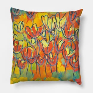 Vintage botanical blooming flowers Pillow